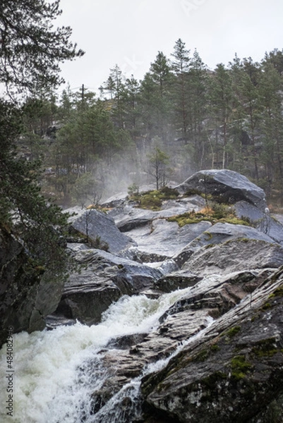 Obraz waterfall river in the mountains Rullestad Norway