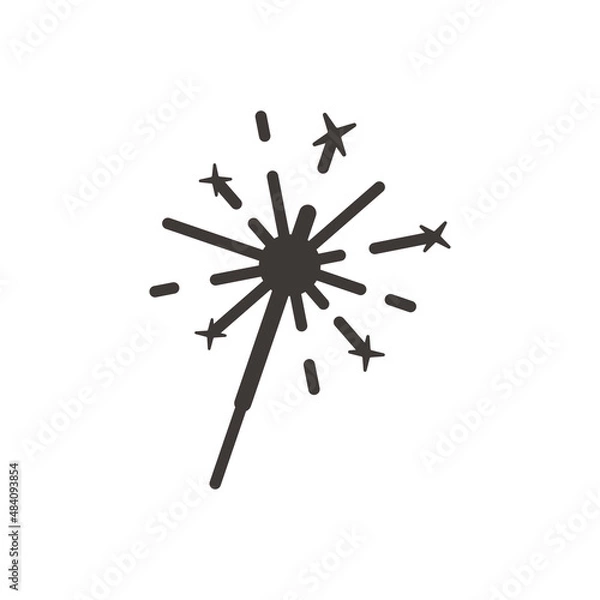 Fototapeta Bengail fire icon in flat design. Fireworks element for holiday joke on isolated white background. Vector stock illustration