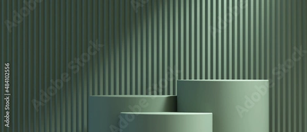 Obraz 3d product podium mockup with abstract background on green background,3d render illustration