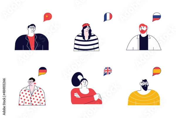 Obraz Set of people speaking different languages