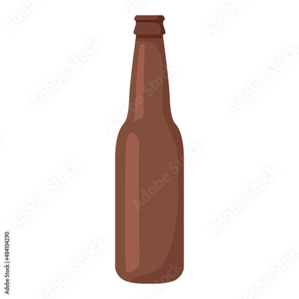 Obraz glass brown beer bottle Cartoon vector illustration isolated object
