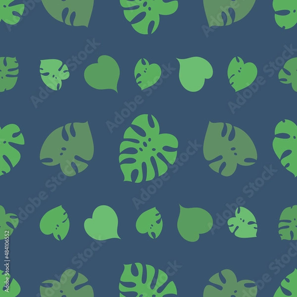 Fototapeta Tropical leaves. Monstera vector pattern. Linear ornament. Flat style.