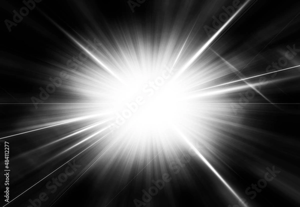 Fototapeta 輝くモノトーンの放射光と放射線のアブストラクトのグラフィックス