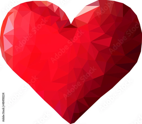 Obraz red heart drawn in low poly style. icon, banner, web design. valentine's day