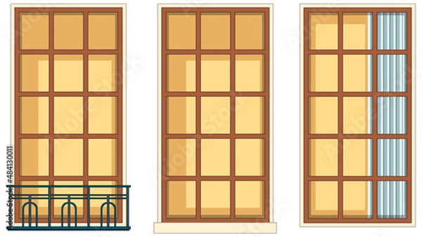 Fototapeta Set of different windows on white background