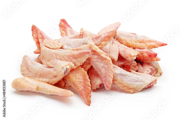 Obraz Raw chicken wings on White background