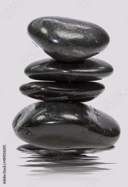 Obraz Pile de galets noirs brillants 