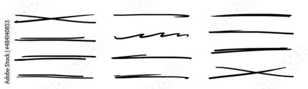 Obraz Swift crossed and wavy underlines. Underline markers collection. Vector illustration of scribble lines isolated on white background.