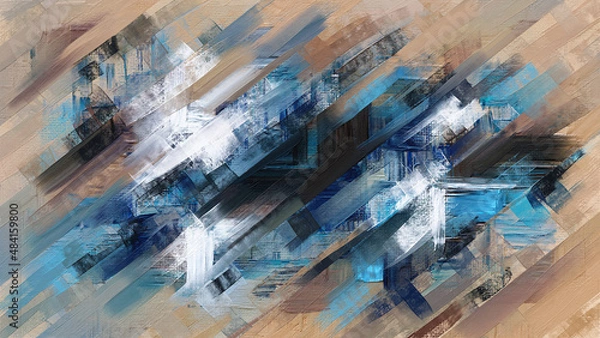 Fototapeta Abstract diagonal paint strokes, oil painting. Brush daubs and smears grungy background, hand painted