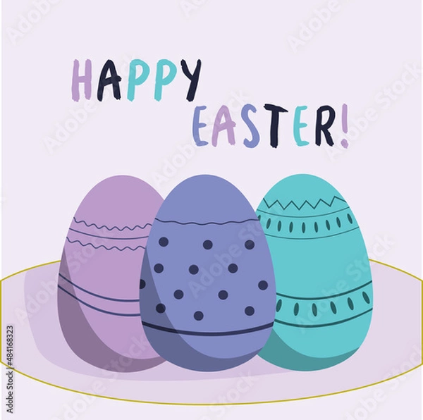 Obraz Easter card with three eggs