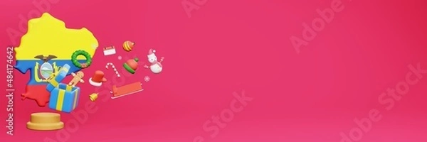 Fototapeta 3d rendering of christmas new year celebration in Ecuador for web cover and social media