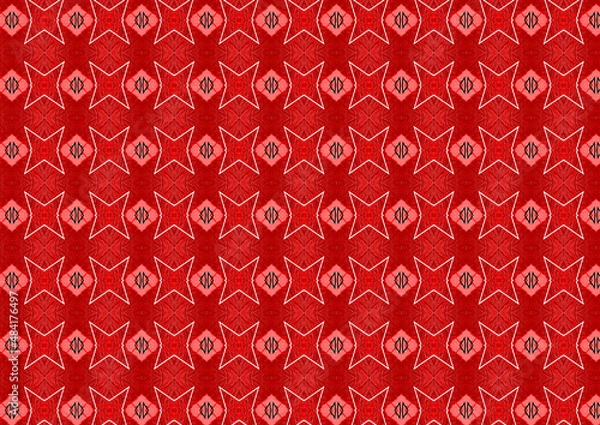 Obraz Red kaleidoscope, repeating pattern, design is perfect for printing on fabric or wrapping paper for Valentine's Day