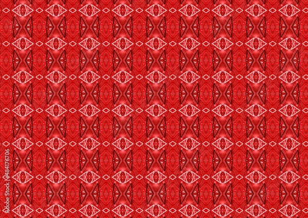 Obraz Red kaleidoscope, repeating pattern, design is perfect for printing on fabric or wrapping paper for Valentine's Day