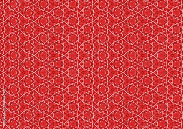 Fototapeta Red kaleidoscope, repeating pattern, design is perfect for printing on fabric or wrapping paper for Valentine's Day