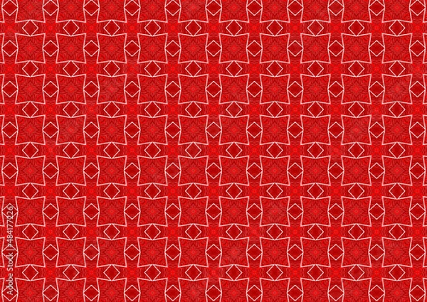 Fototapeta Red kaleidoscope, repeating pattern, design is perfect for printing on fabric or wrapping paper for Valentine's Day