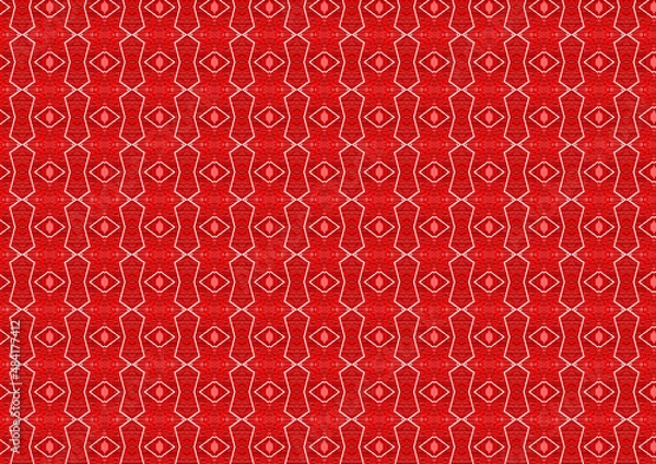 Fototapeta Red kaleidoscope, repeating pattern, design is perfect for printing on fabric or wrapping paper for Valentine's Day