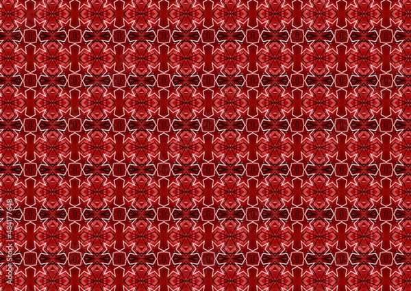 Obraz Red kaleidoscope, repeating pattern, design is perfect for printing on fabric or wrapping paper for Valentine's Day