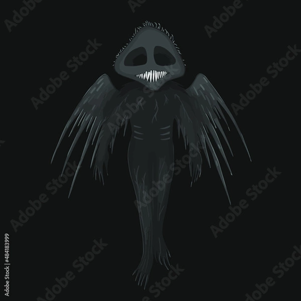 Obraz Terrible monster with wings and empty eye sockets. Hand drawn illustration