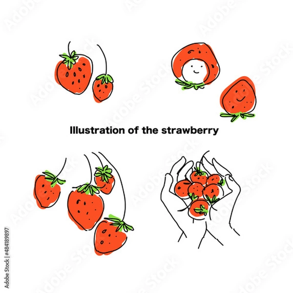 Obraz 苺のイラストセット