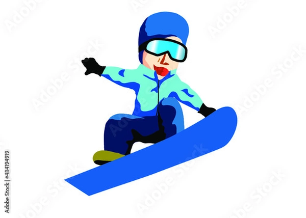 Obraz スノボー　ジャンプ   スポーツイラスト