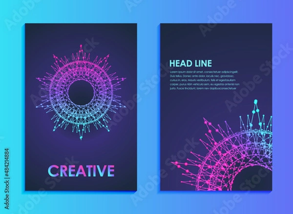 Obraz Abstract modern background. Template for brochure leaflet flyer cover banner catalog magazine annual report. Geometric patterns. Colorful gradient. Artificial intelligence. Vector