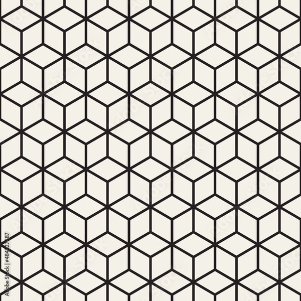 Fototapeta Vector seamless pattern. Repeating geometric elements. Stylish monochrome abstract background design.