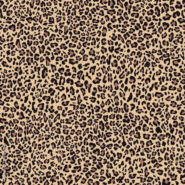 Fototapeta Leopard vector print seamless modern background for fabric, paper. Animal pattern of a wild cat.