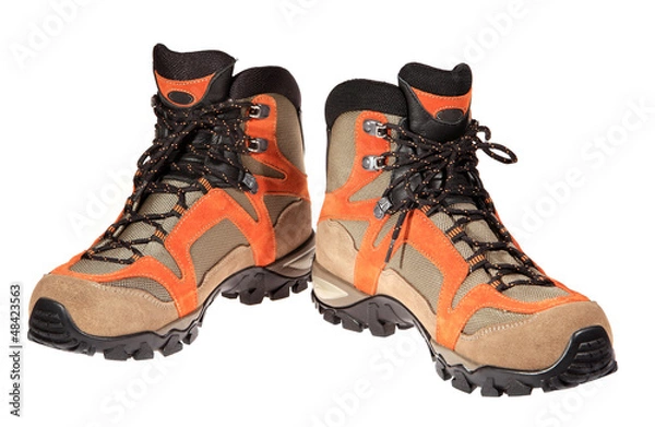 Obraz Hiking boots on the white background