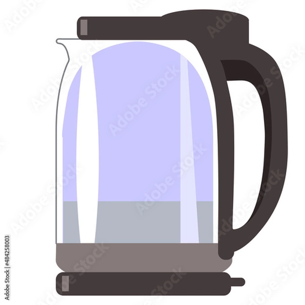 Fototapeta Modern glass electric kettle for boiling water. Red kettle with boiling water on a white background.