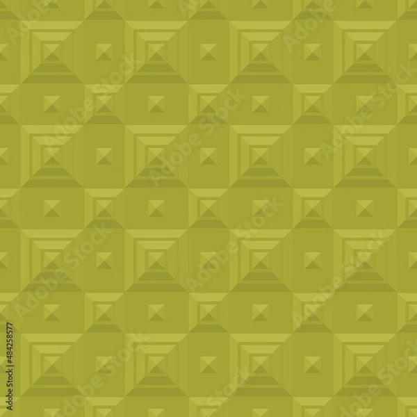 Fototapeta Relief pattern with olive green stepped pyramids. Vector design.