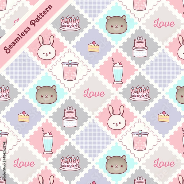 Obraz seamless pattern with bunny and bear