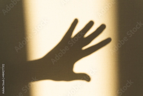 Fototapeta Shadow of hand showing gesture on the wall