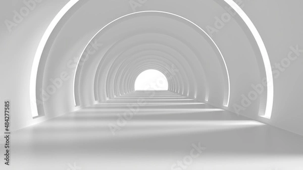 Obraz background white tunnel minimal abstract endless 3d render