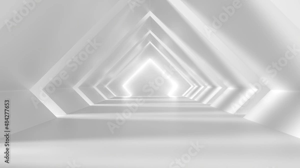 Obraz background white tunnel minimal abstract endless 3d render