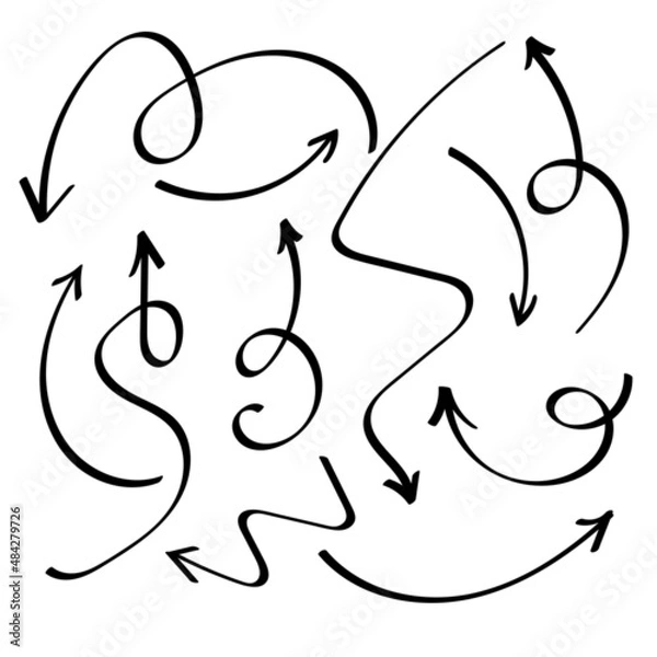 Fototapeta Set of hand drawn vector arrows. 