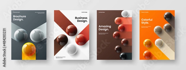 Fototapeta Premium handbill design vector concept collection. Geometric realistic balls catalog cover layout composition.