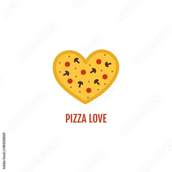 Obraz Pizza in the form of heart. Vector illustration.
