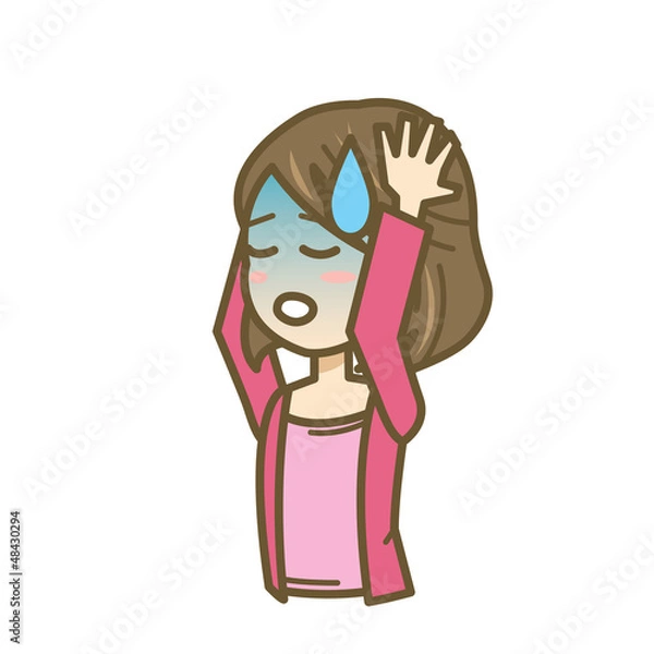 Fototapeta 女性　イラスト　上半身　絶望