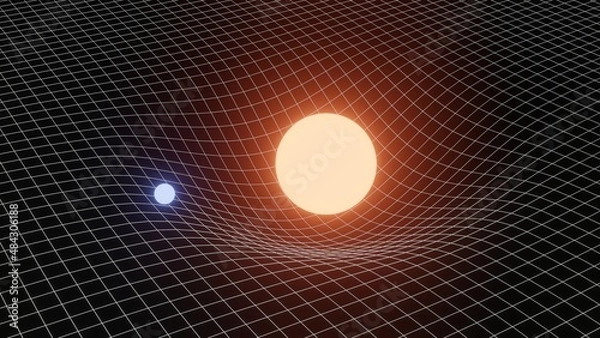 Fototapeta spacetime curvature 3d representation, solar system gravity force that can represent gravity waves, relativity or the lhc experiment
