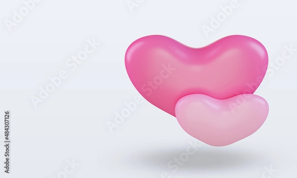 Fototapeta 3d Valentine day double Love icon rendering Top view