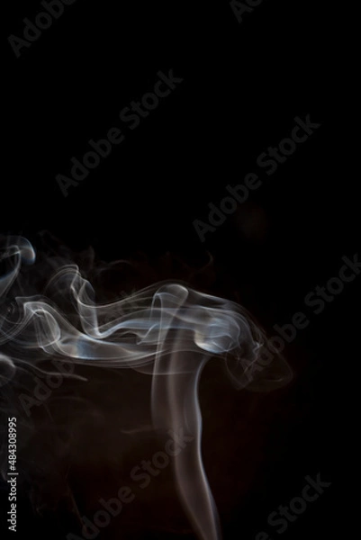Obraz White smoke on black background.