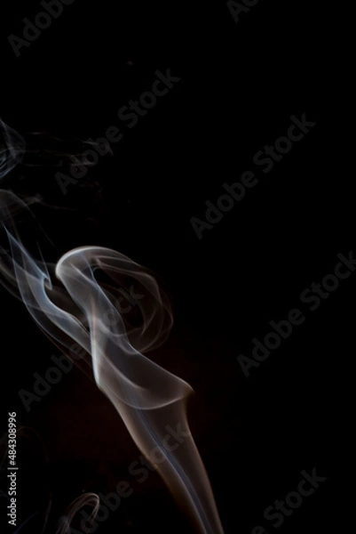 Obraz White smoke on black background.