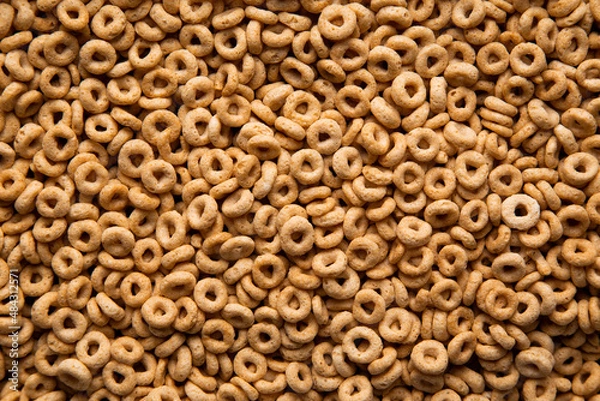 Obraz A closeup image of fresh healthy cheerios breakfast cereal. 