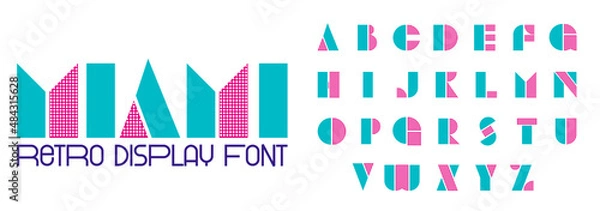 Fototapeta 90s 80s Style Geometric Font. Bauhaus Modern Typography. Font for events, promotions, logos, banner, monogram and poster