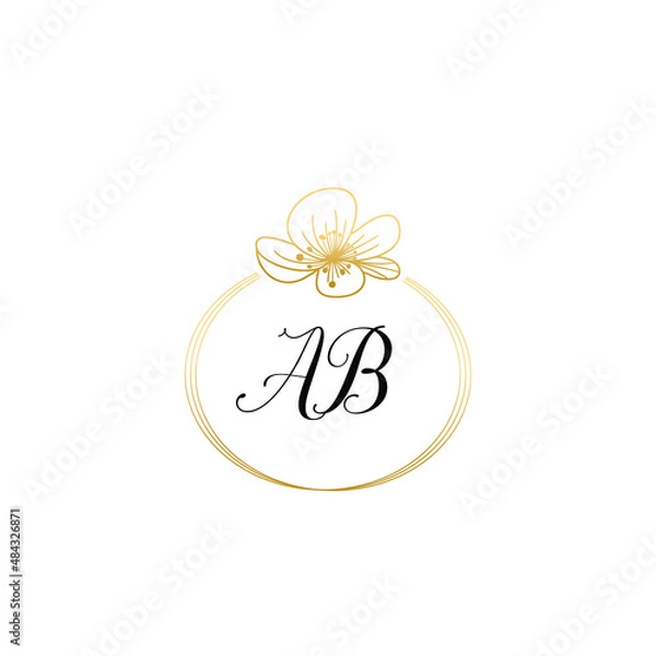 Fototapeta AB initial wedding logos, hand drawn elegant, monogram collection