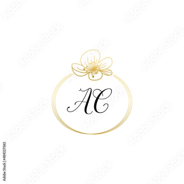 Obraz AB initial wedding logos, hand drawn elegant, monogram collection