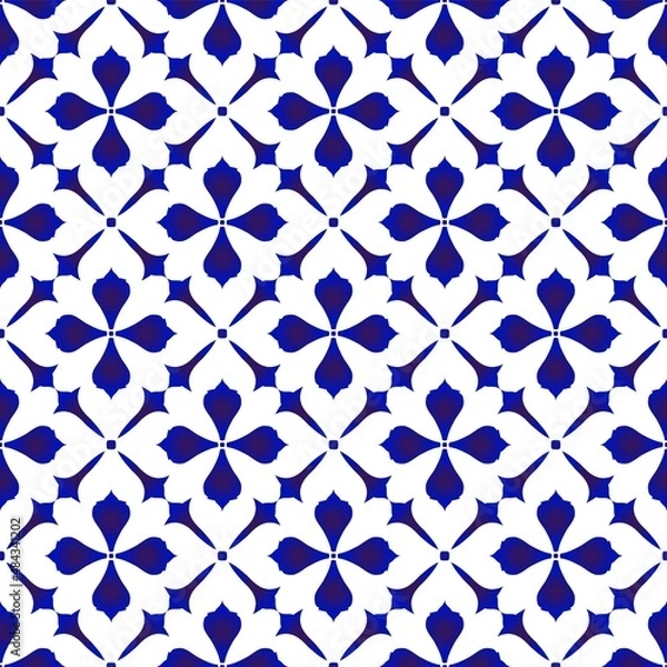Obraz Blue and white seamless vector
