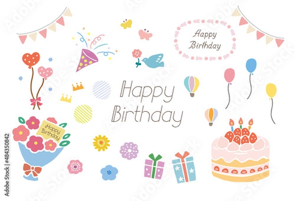 Obraz 誕生日　かわいいベクターイラストセット