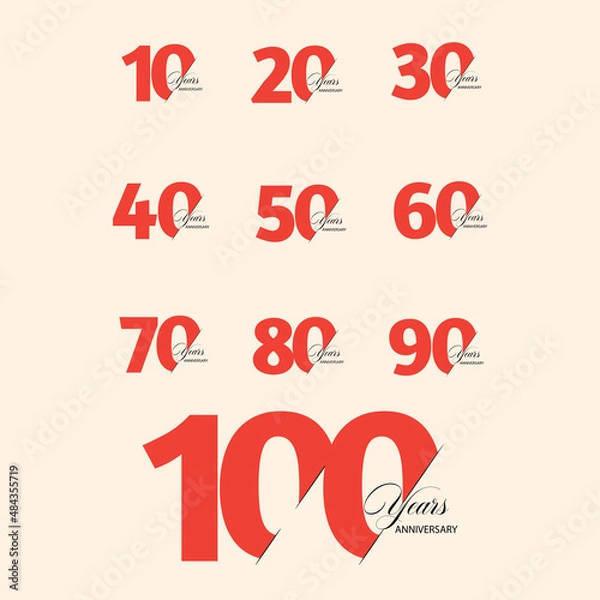 Obraz year anniversary set celebration vector illustration