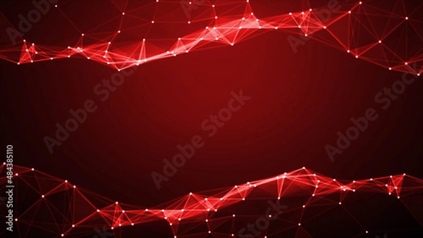 Obraz ill - Red abstract plexus background for presentations, logo with moving elements